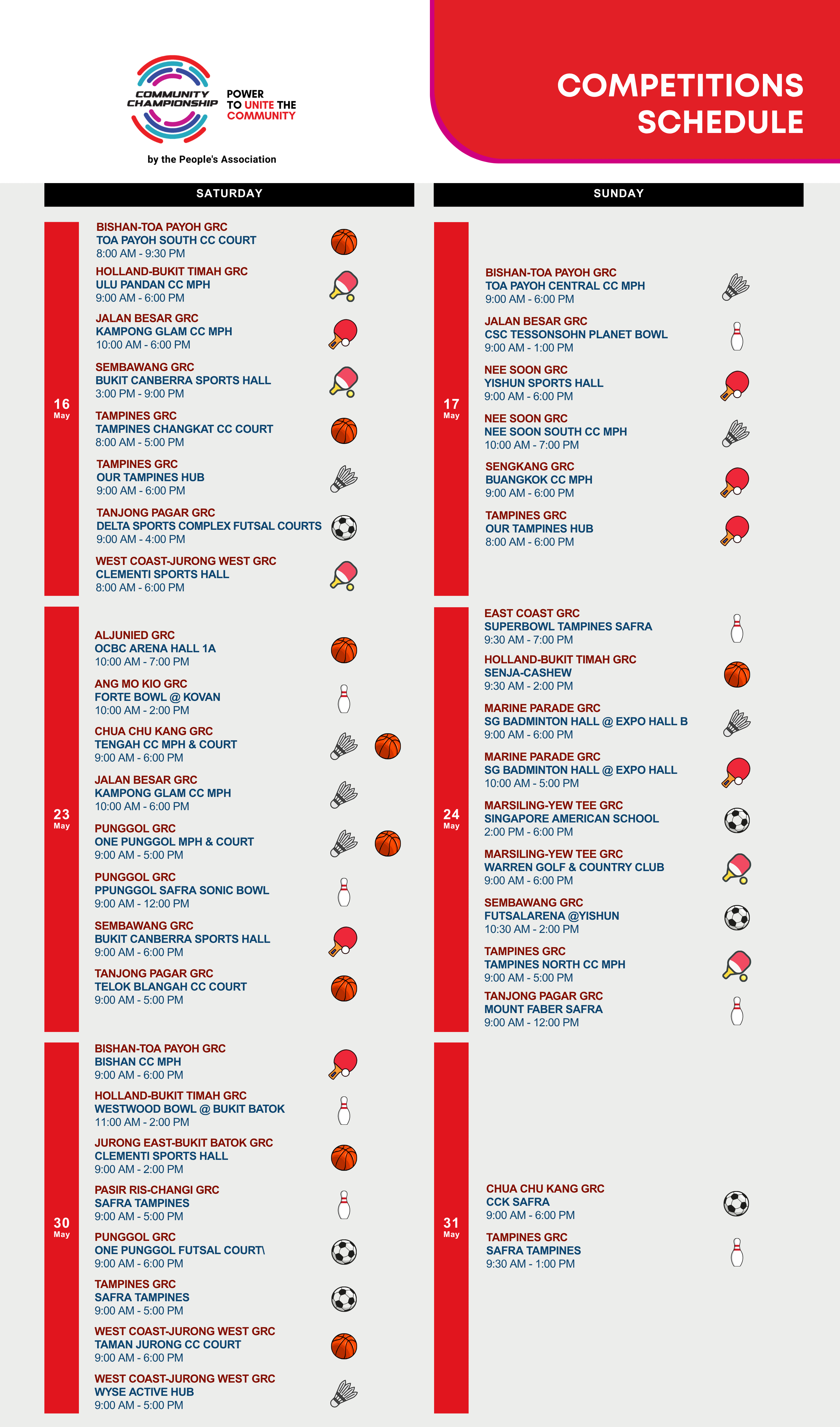 Upcoming GRC Competitions Schedules